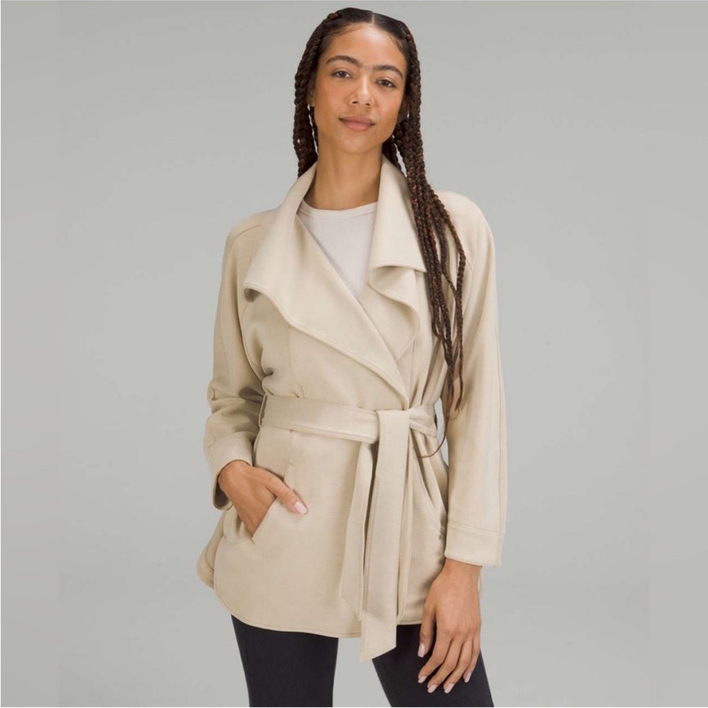Lululemon softstreme belted wrap jacket in cream
